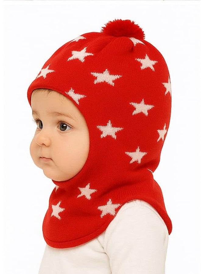 KETKAR Baby Boys & Girls Soft Woolen Monkey Cap | Unisex Wool Skull Cap for Infants & Toddlers (6 Months to 12 Months) Red - Image 4