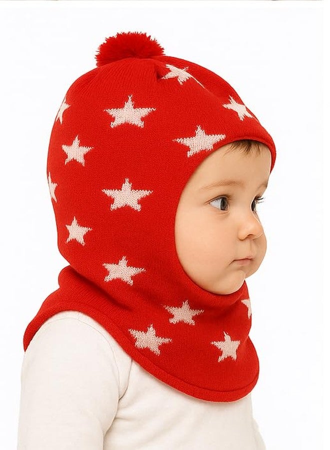 KETKAR Baby Boys & Girls Soft Woolen Monkey Cap | Unisex Wool Skull Cap for Infants & Toddlers (6 Months to 12 Months) Red - Image 3