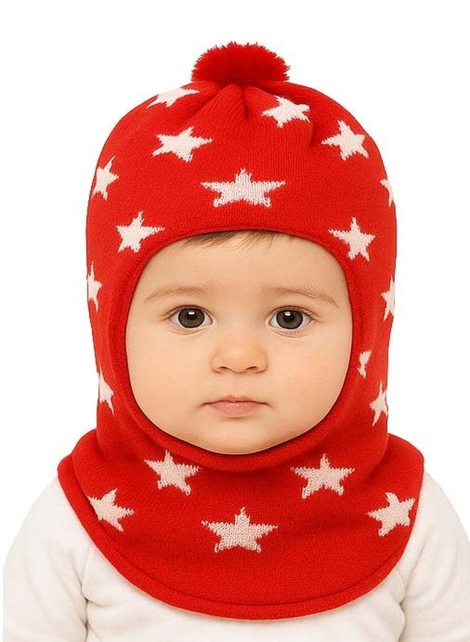 KETKAR Baby Boys & Girls Soft Woolen Monkey Cap | Unisex Wool Skull Cap for Infants & Toddlers (6 Months to 12 Months) Red - Image 1