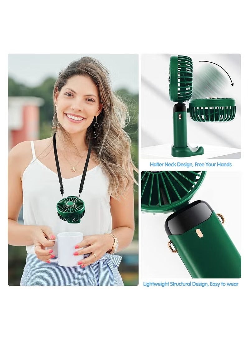 zenvo X Mini Handheld Fan (Green) – 5-Speed Portable Personal Fan with LED Display, 90° Adjustable Head, Removable Base, Quiet USB Rechargeable Fan for Home, Office, Travel (16–24 Hour Runtime) - Image 4