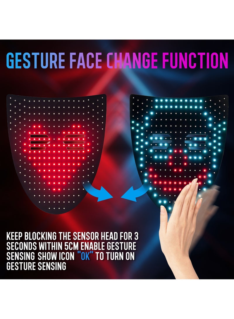 Flushrenic LED Mask, 50-image gesture-activated LED mask, rechargeable LED mask for facial transformation, suitable for children/men/women for Cosplay costume parties, family gatherings, Halloween - Image 5