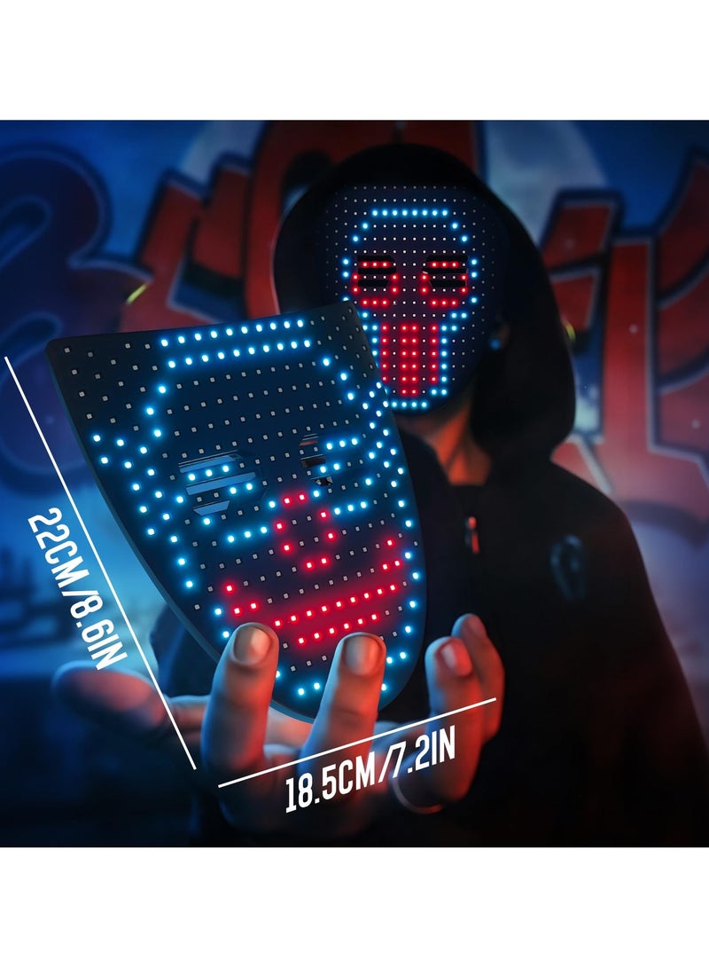 Flushrenic LED Mask, 50-image gesture-activated LED mask, rechargeable LED mask for facial transformation, suitable for children/men/women for Cosplay costume parties, family gatherings, Halloween - Image 2