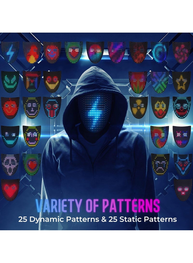 Flushrenic LED Mask, 50-image gesture-activated LED mask, rechargeable LED mask for facial transformation, suitable for children/men/women for Cosplay costume parties, family gatherings, Halloween - Image 3