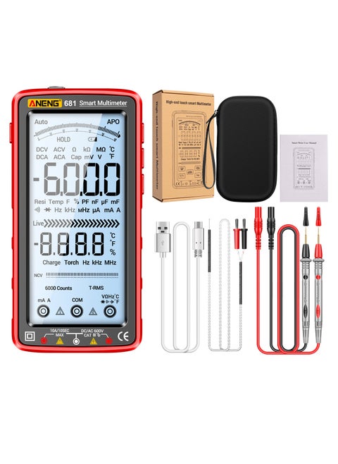 681 6000 Counts Digital Multimeter Smart Anti-burn Rechargeable Universal Meter NCV Tester 5-inch Large LCD with Backlit Flashlight