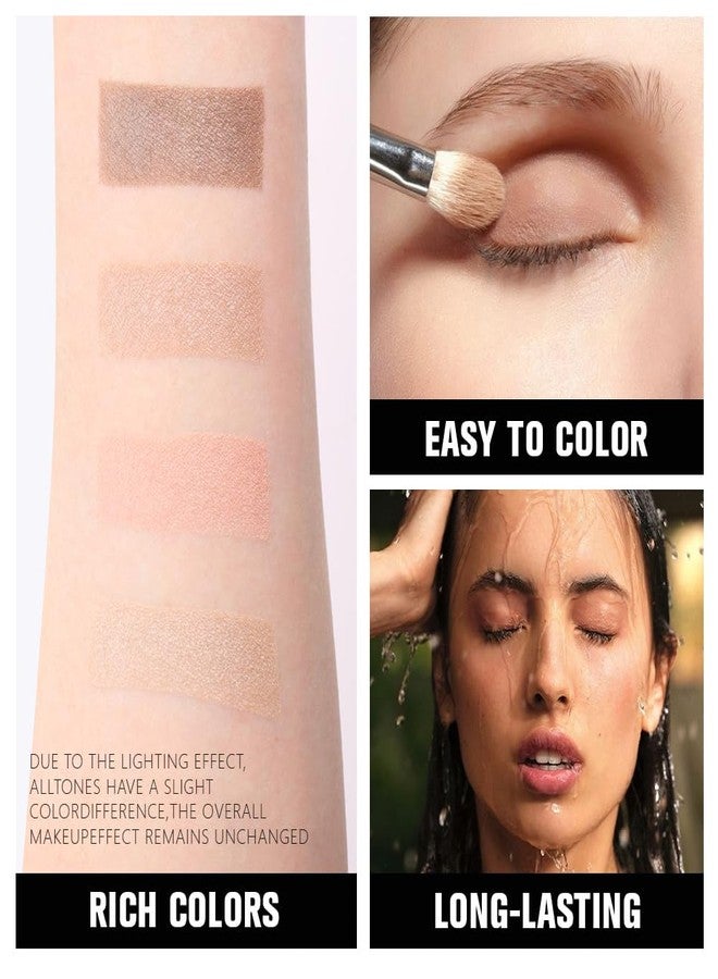 HHLTOH 4 Colors Deep Rose Soft Pink Beige Brown Eye Shadow Palette Makeup, Neutral Matte Shimmer Eyeshadow Palette for Women Highly Pigmented Waterproof, paleta de sombras de ojos, Vegan 09 - Image 4