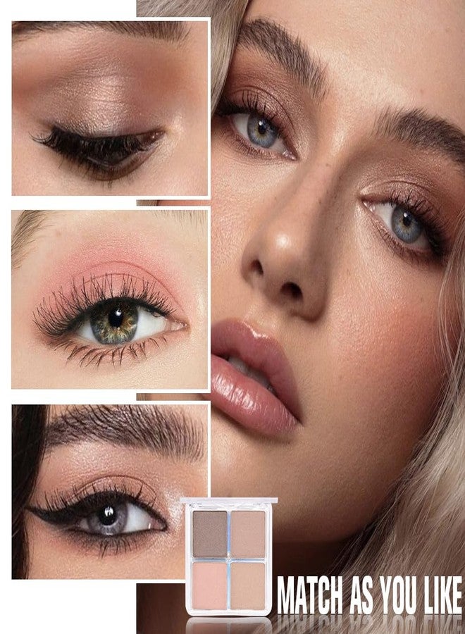 HHLTOH 4 Colors Deep Rose Soft Pink Beige Brown Eye Shadow Palette Makeup, Neutral Matte Shimmer Eyeshadow Palette for Women Highly Pigmented Waterproof, paleta de sombras de ojos, Vegan 09 - Image 5