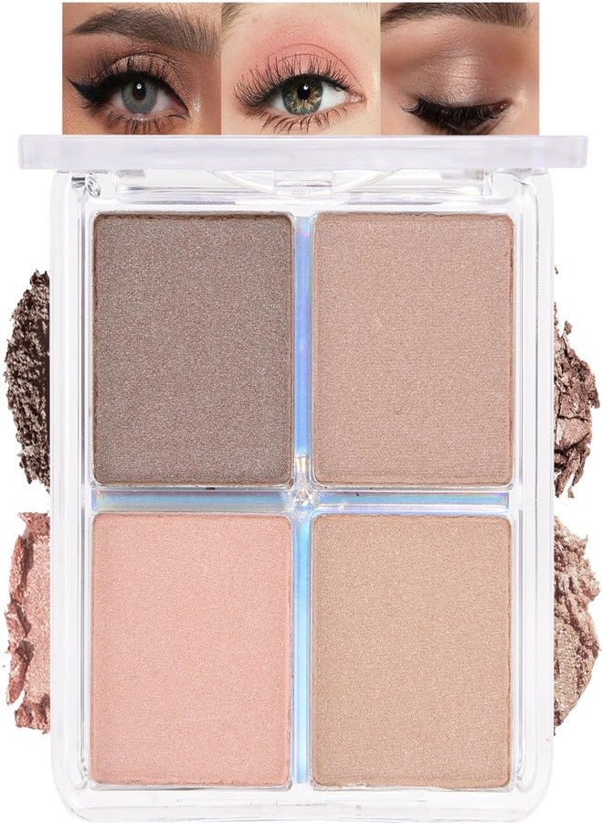 HHLTOH 4 Colors Deep Rose Soft Pink Beige Brown Eye Shadow Palette Makeup, Neutral Matte Shimmer Eyeshadow Palette for Women Highly Pigmented Waterproof, paleta de sombras de ojos, Vegan 09 - Image 1