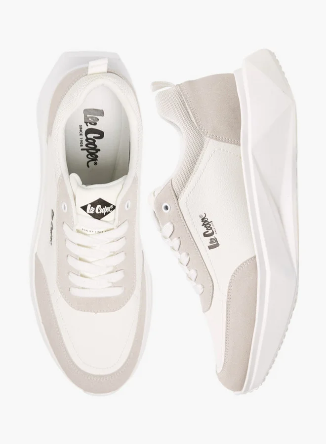 Lee Cooper Men's Panelled Lace-Up Sneakers with Pull Tabs