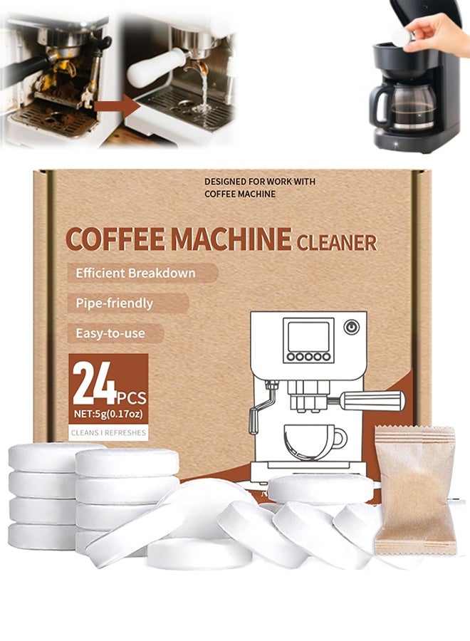 Maebho Coffee Machine Cleaner Tablets - 24 Pack Descaling & Deep Cleaning for Keurig, Nespresso, Espresso & Drip Coffee Makers, Remove Limescale, Oil & Residue, Food Safe & Non Toxic - Image 1