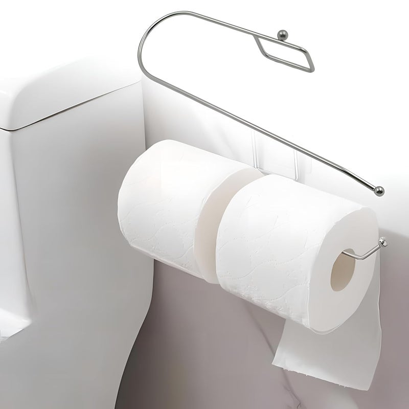 DHIBION Stainless Steel Self Paper Roll Holder Tissue Paper Stand Towel Bar Hanger for Kitchen Bathroom Toilet with Magic Adhesive Pad and Kitchen Paper Roll Holder 1 - Image 2