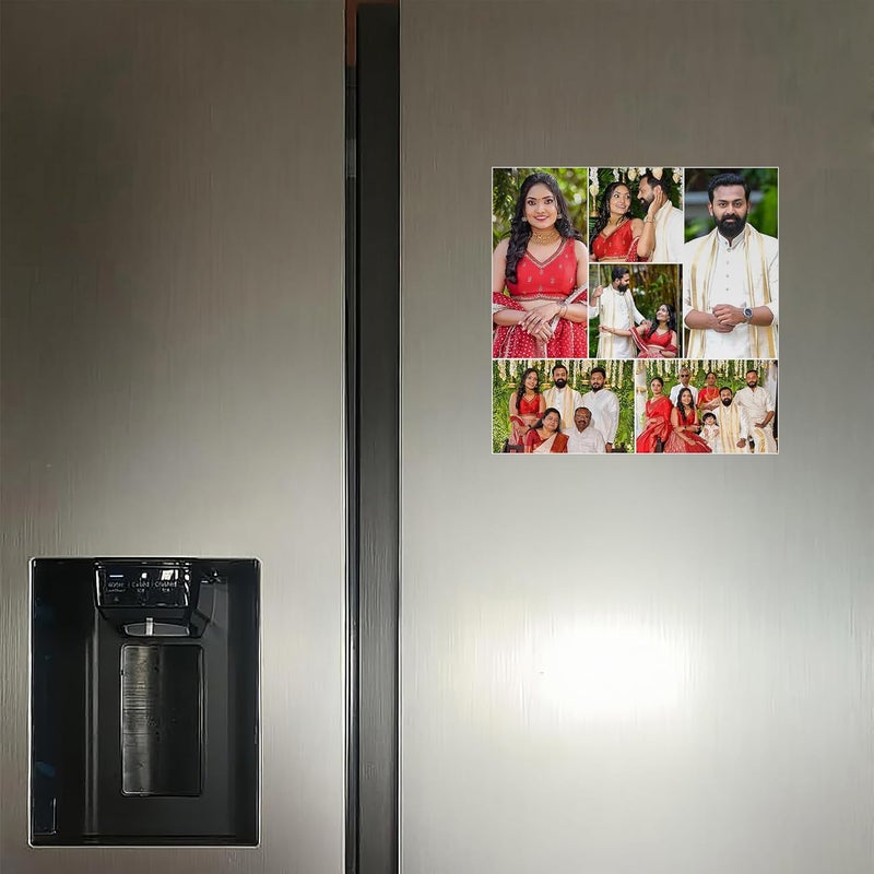 WallDesign WallDesign Personalized Photo Collage Fridge Magnet Gift for Family Special Occasions 6 Pictures in 1x1 Feet Magnet Frame Upload Your Photos to Print Birthday Marriage Mobile Photo Memories  - Image 3