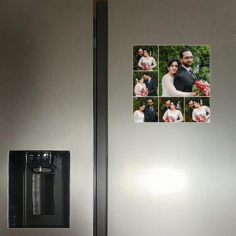 WallDesign WallDesign Personalized Photo Collage Fridge Magnet Gift for Family Special Occasions 6 Pictures in 1x1 Feet Magnet Frame Upload Your Photos to Print Birthday Marriage Mobile Photo Memories  - Image 4