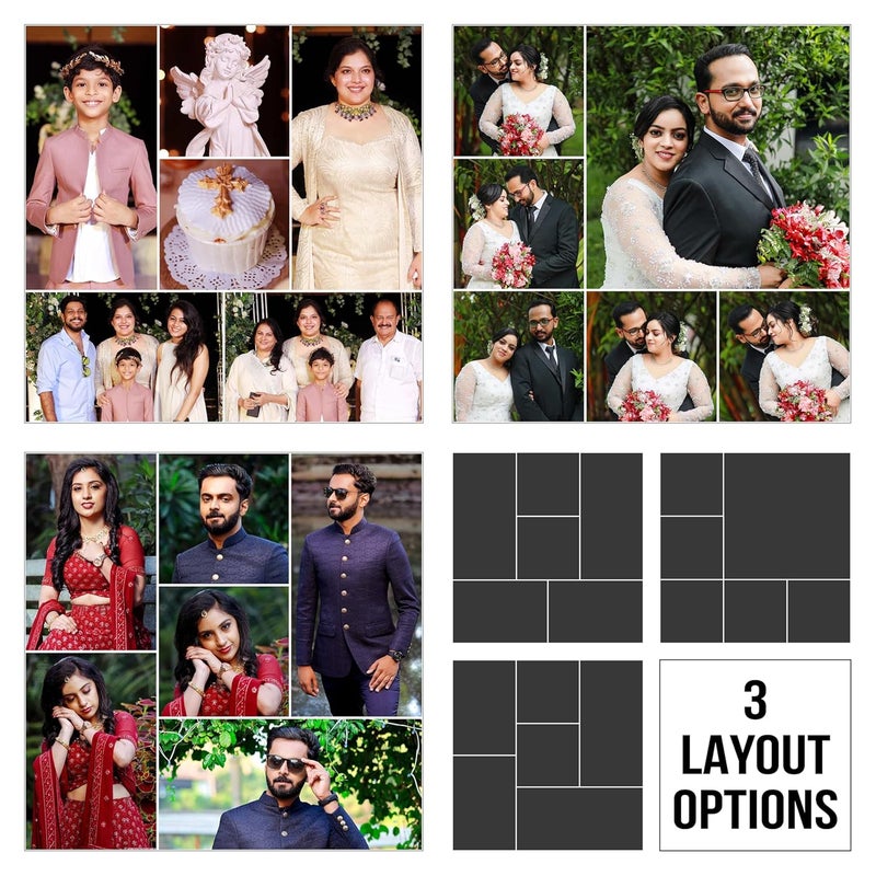 WallDesign WallDesign Personalized Photo Collage Fridge Magnet Gift for Family Special Occasions 6 Pictures in 1x1 Feet Magnet Frame Upload Your Photos to Print Birthday Marriage Mobile Photo Memories  - Image 2