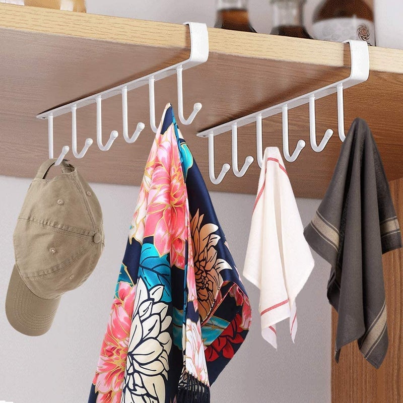 BIRZAR 6 Hooks Under Shelf Cup Holder Stand for Kitchen MultiFunctional Utensil Rack for Hanging Under Cabinet Coffee Mug Holder 1 - Image 4