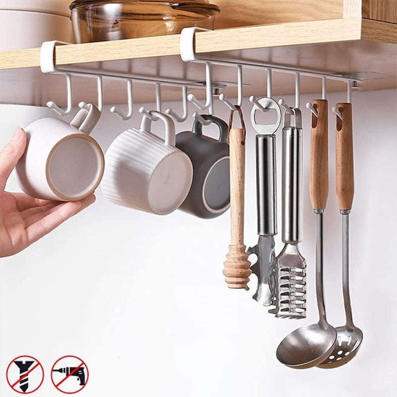 BIRZAR 6 Hooks Under Shelf Cup Holder Stand for Kitchen MultiFunctional Utensil Rack for Hanging Under Cabinet Coffee Mug Holder 1 - Image 2