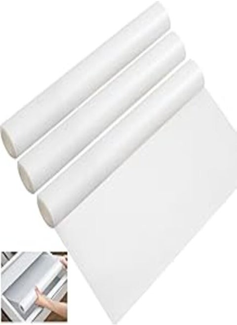 DECARETA Shelf Liners,Shelf Drawer Liners,3 Rolls Plastic Mat,Fridge Mats EVA Cupboard Cabinet Shelf Refrigerator Pad Waterproof Non-Adhesive Non-Slip Protector Mat for Home,Office,Caravans(150x40cm)