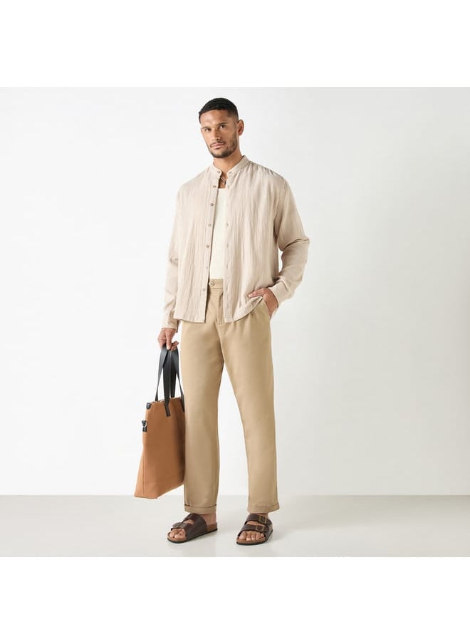 Iconic Iconic Solid Regular Fit Trousers with Pockets  - Image 2