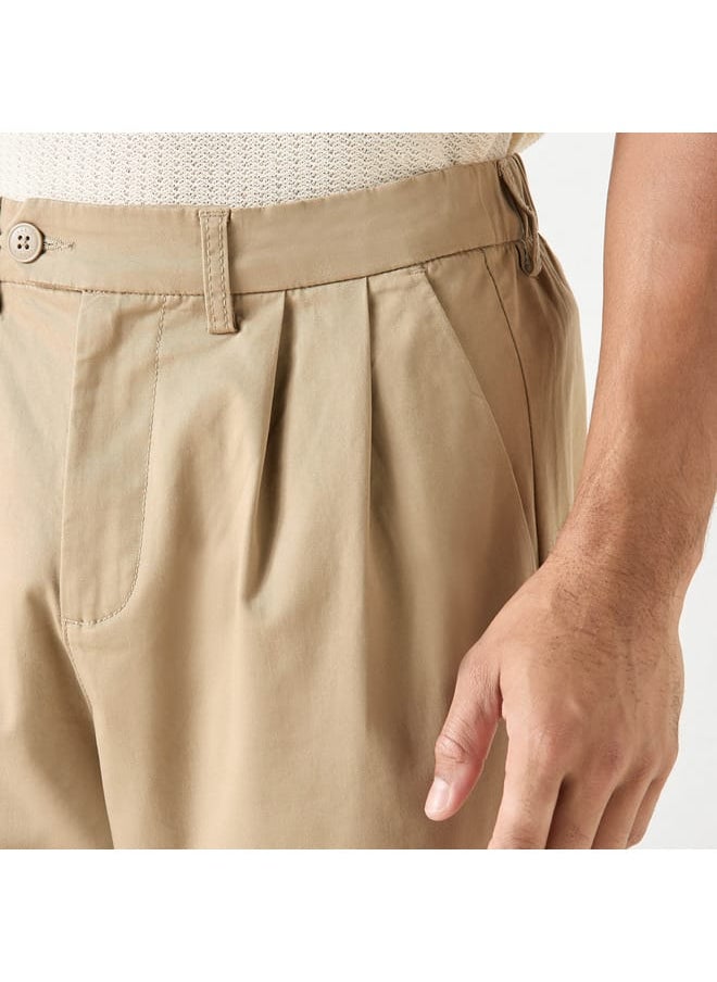 Iconic Iconic Solid Regular Fit Trousers with Pockets  - Image 4