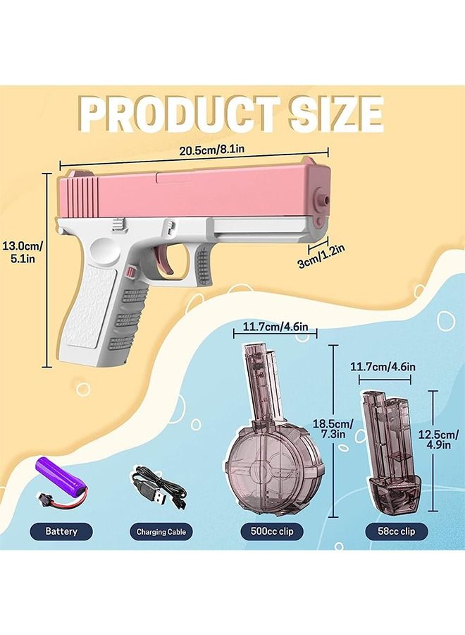 DMG TECH DMG Electric Water Gun Toy, 32ft Water Guns with Expansion, Automatic Electric Water Guns for Adults & Kids, Squirt Guns for Kids Swimming Pool Beach Outdoor Party Games (Pink) - Image 2