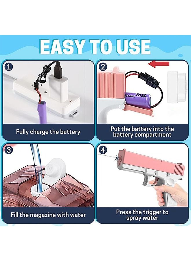 DMG TECH DMG Electric Water Gun Toy, 32ft Water Guns with Expansion, Automatic Electric Water Guns for Adults & Kids, Squirt Guns for Kids Swimming Pool Beach Outdoor Party Games (Pink) - Image 3