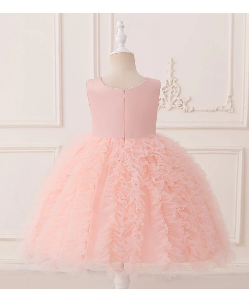 Mark & Mia Mark & Mia Ruffled Detailed Sequins Embellished Sleeveless Party Frock - Pink