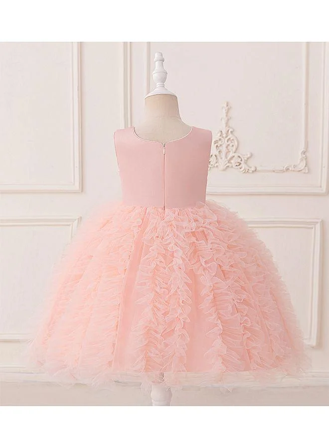 Mark & Mia Mark & Mia Ruffled Detailed Sequins Embellished Sleeveless Party Frock - Pink