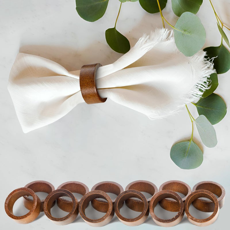 MEPERPER 12-Pack Wooden Napkin Rings, Hemlock Wood Table Napkin Holder, Handcrafted Decorative Napkin Rings for Weddings, Banquets, Family Dinners, and Formal Table Settings - Image 3