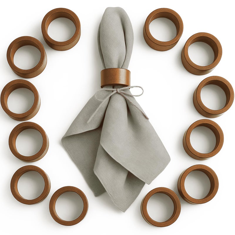 MEPERPER 12-Pack Wooden Napkin Rings, Hemlock Wood Table Napkin Holder, Handcrafted Decorative Napkin Rings for Weddings, Banquets, Family Dinners, and Formal Table Settings - Image 2
