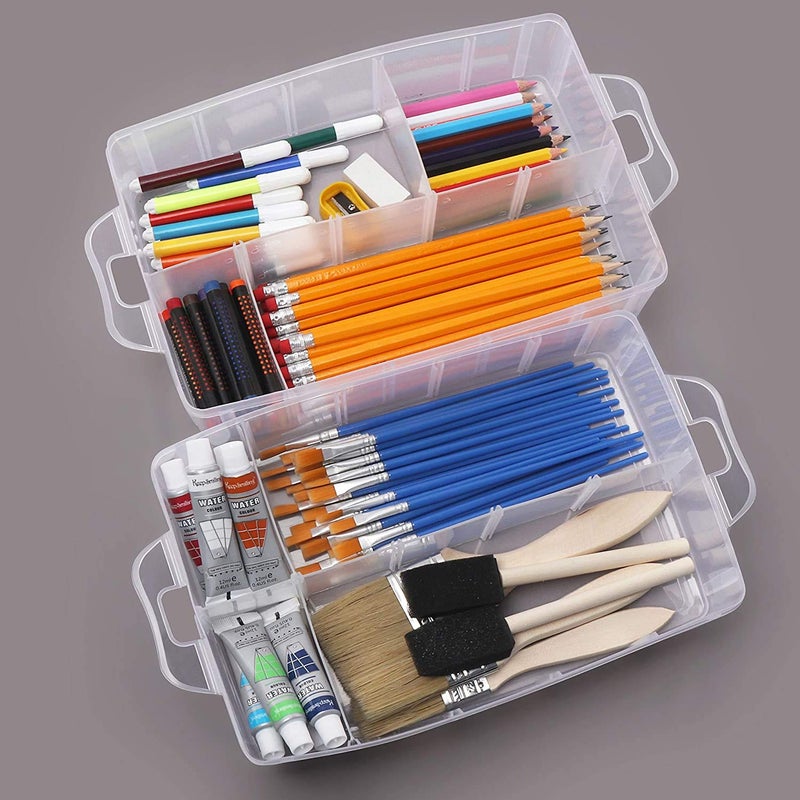 DITCAFOS 3 Layer30 grid basket Plastic Organizer Storage 30 Compartment Box Makeup Cosmetic Accessories Storage Box Foldable Adjustable Removable Divider Rectangular transparent - Image 3