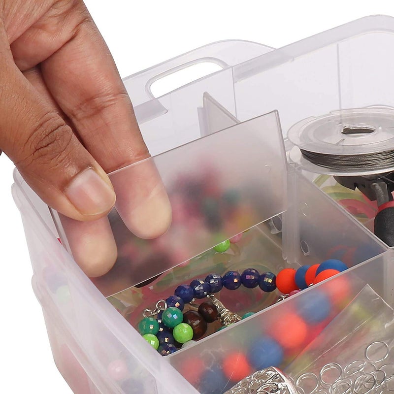 DITCAFOS 3 Layer30 grid basket Plastic Organizer Storage 30 Compartment Box Makeup Cosmetic Accessories Storage Box Foldable Adjustable Removable Divider Rectangular transparent - Image 4