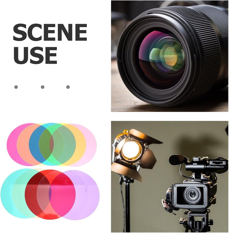 Zerodeko 30pcs Round Color Correction Gel Filter Sheets for Photography Lighting, 12cm Diameter Plastic Film for LED Studio and Flashlight, Multi-Color Lighting Filters for Photographic Use - Image 3