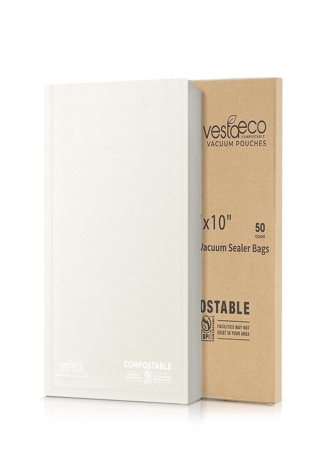 V Vesta Precision VestaEco Compostable Vacuum Sealer Bags, 6" x 10" 50 Count, Eco-Friendly, Heavy-Duty Food Storage Bags, BPA-Free, for Storage, Meal Prep or Sous Vide - Image 1