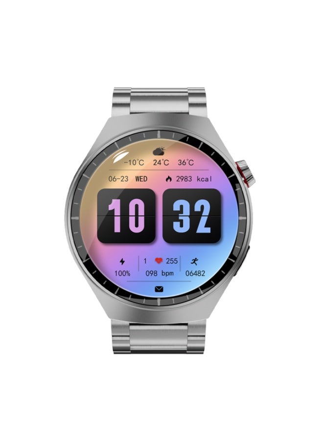 أوتيتو ساعة ذكية Oteeto watch 4 pro بشاشة كاملة دائريه AMOLED سطوع عالي تدعم المكالمات و الإشعارات والبلوتوث، مراقبة صحية ذكية، بطارية طويلة ، متوافقة مع أندرويد وآيفون –فضي - Image 3