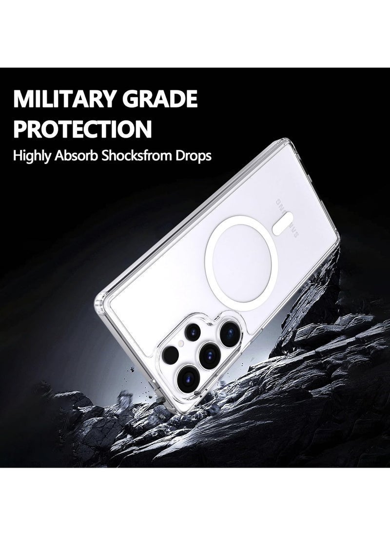 DUSALA Galaxy S25 Ultra Case Clear.[Built-in Magnetic Ring] [Compatible with MagSafe]+[2 Pack] Samsung Galaxy S25 Ultra Tempered Glass Screen Protector.9H Hardness.Support Fingerprint Unlock - Image 4