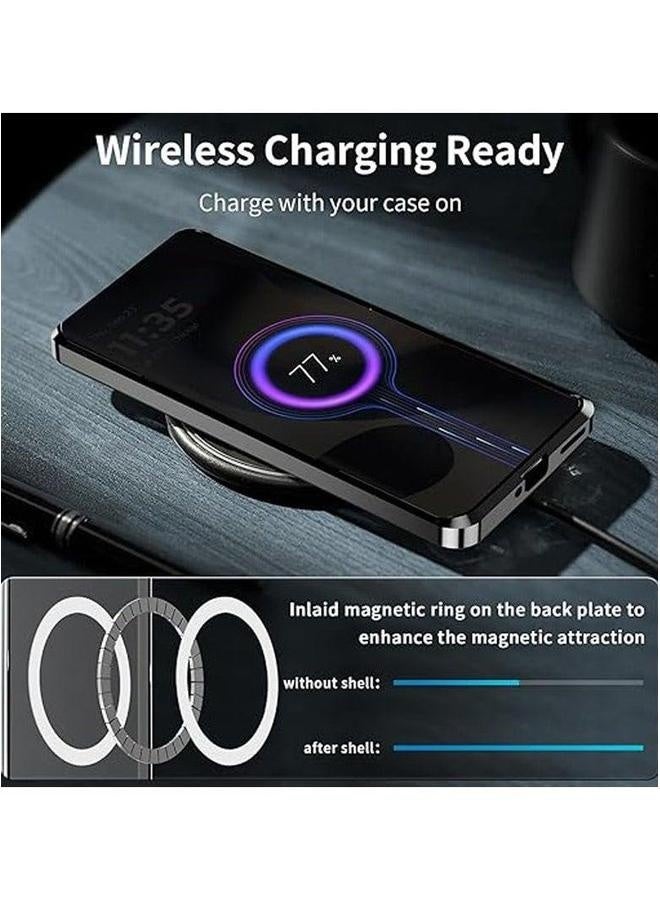 Case Compatible with Motorola Edge 5G 2024, 【Compatible Mag-safe】 Magnetic Adsorption Metal Bumper Back Translucent Matte PC Cover for Moto 50  - Image 3