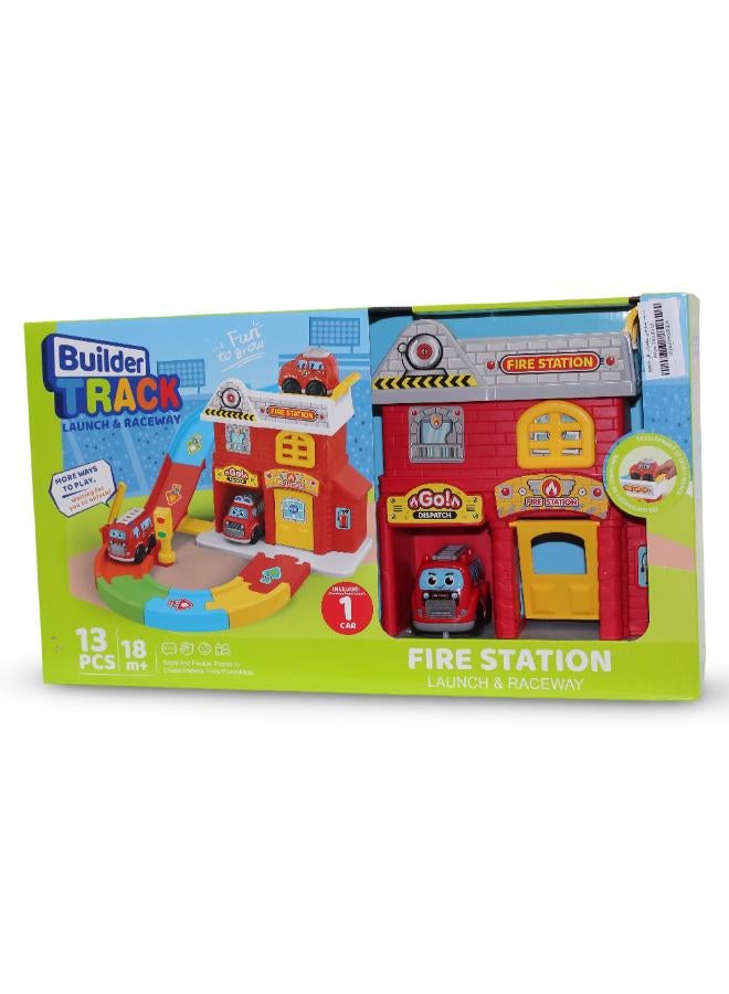 Builder Track Fire Station Playset with 1 Car - Image 1