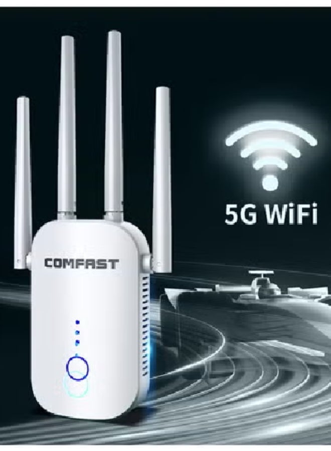 comfast Dual-Band 1200Mbps WiFi Repeater – 5G/2.4G Wireless Signal Booster with 4 Antennas, Long-Range Coverage, Wall-Penetrating Amplifier & RJ45 Port - Image 2