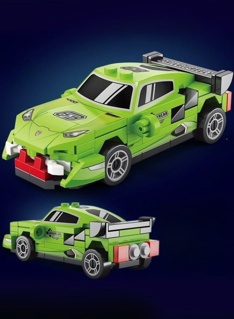 ZedPlay Green Pull-Back Building Block Car Toy – 73PCS DIY Racing Speed Vehicle for Kids , ABS Material, Mini Brick Model Car with Box – Educational STEM Construction Toy Gift - Image 2