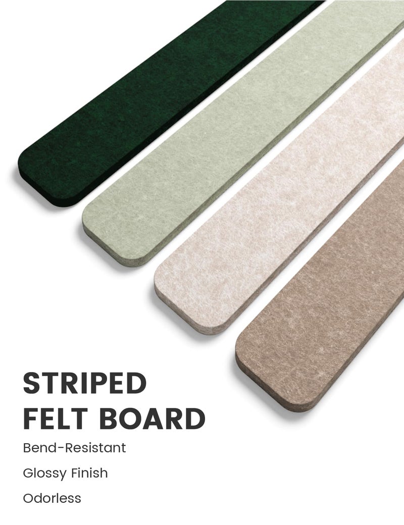 Fluxynara Cork Board Alternative Felt Strip Board 8-Pack 13"x2", Office Pin Board with 50 Push Pins, Adhesive Install for Bedroom Door & Home Office(Nordic Moss) - Image 3