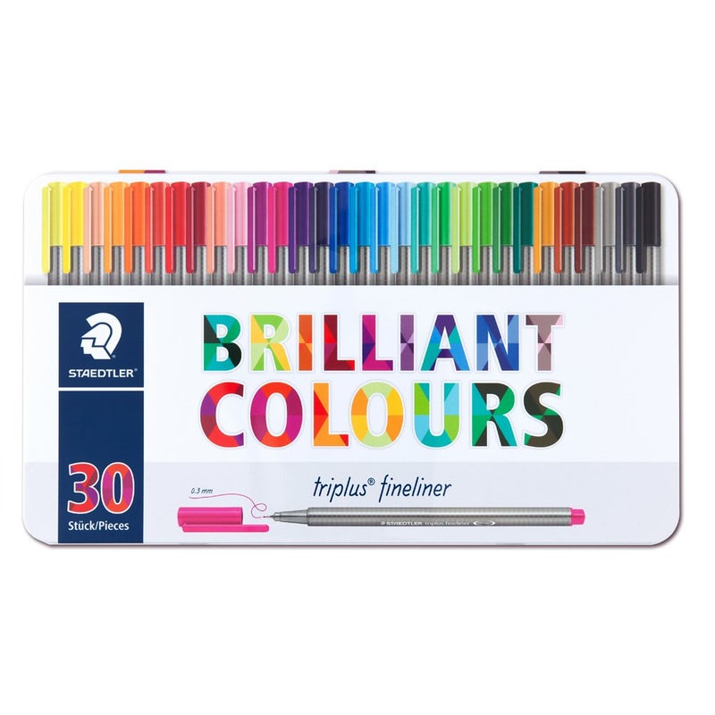 Staedtler TriplusÂ® 334 fineliner set. nur Stifte 30 Farben im Metalletui - Image 1