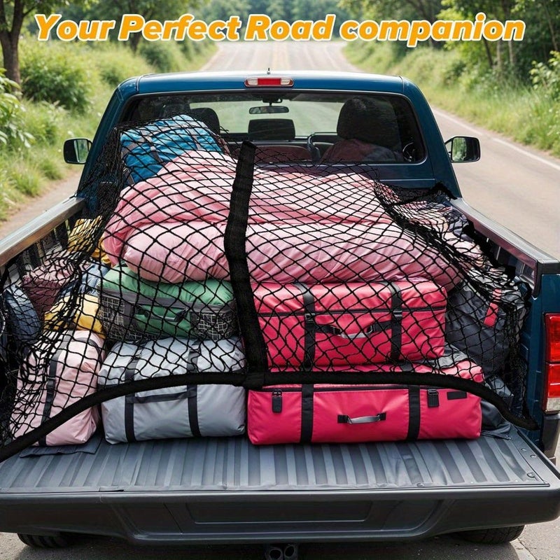6 Feet Car Cargo Net With 6 Carabiners Expandable Organizer For Pickup Trucks Truck Bed Accessories Single Layer Design - Image 5