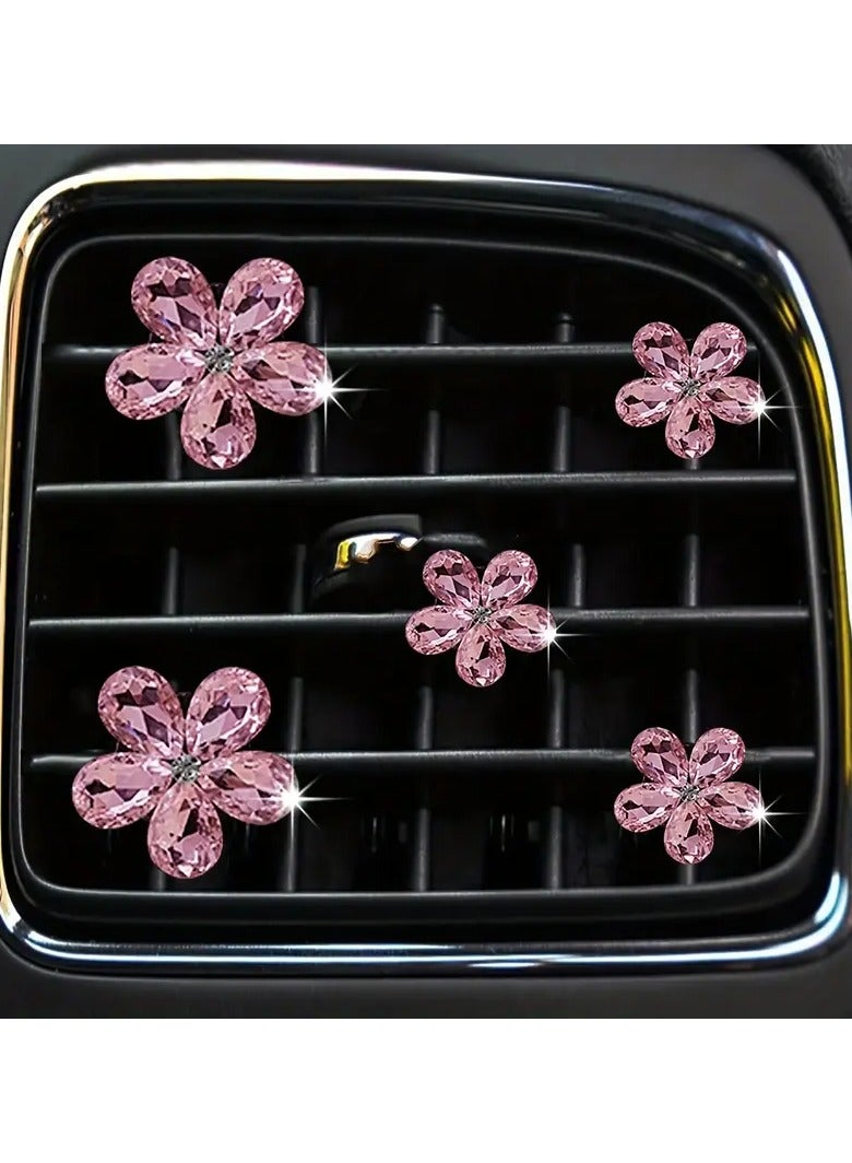 5pcs Crystal Flower Car Air Vent Clip-Ons – Sparkling Car Interior Accessories, Decorative Air Conditioning Vent Clips, Stylish Automotive Décor - Image 1