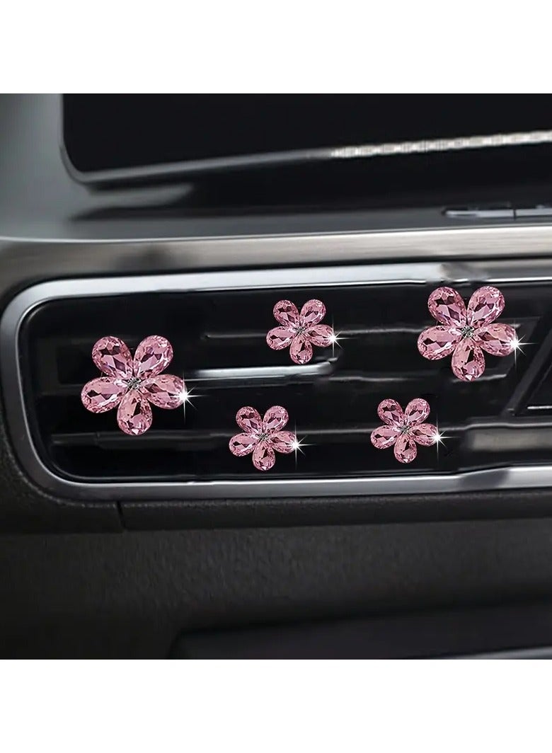 5pcs Crystal Flower Car Air Vent Clip-Ons – Sparkling Car Interior Accessories, Decorative Air Conditioning Vent Clips, Stylish Automotive Décor - Image 2