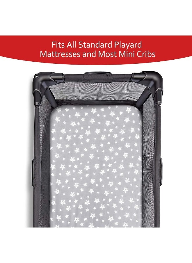 Moonsea Moonsea Pack and Play Sheets/Mini Crib Sheets & Waterproof Bamboo Pack N Play Mattress Pad Protector 4 Pack Set, Grey & White  - Image 5