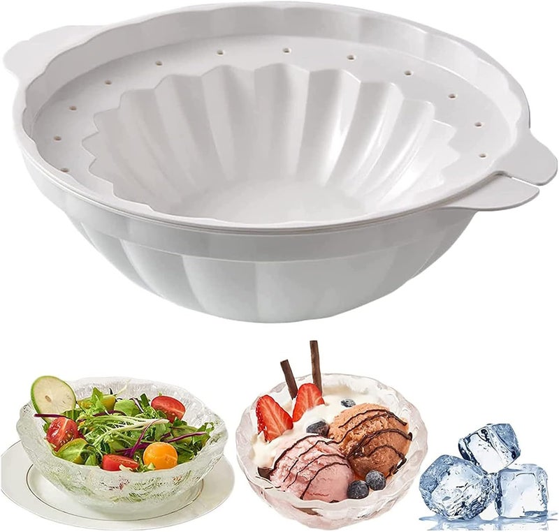 klarako Ice Bowl Containers Mold, Creative Ice Cream Freeze Bowl Container Mold, Round Ice Tray Mold Ice Bowl Maker, 3D Dessert Bowl DIY Ice Cream Bowl Kitchen Tool (White) - Image 1