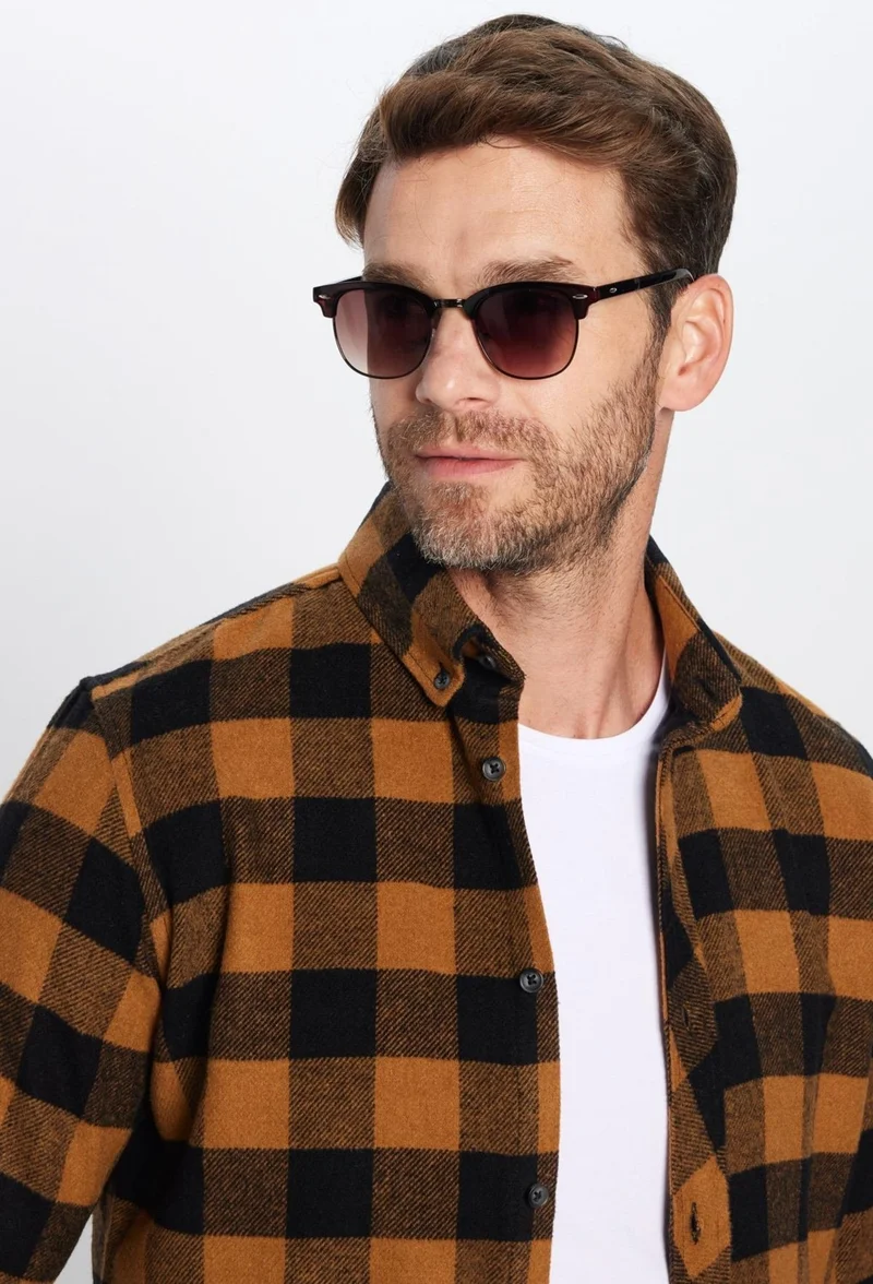 Tudors Men's Slim Fit Slim Fit Lumberjack Button-down Collar Checkered Winter Shirt