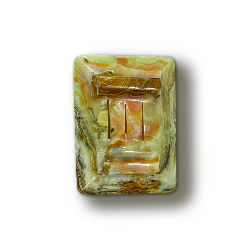TheWolfard Luxury Handmade Green Calcite Crystal Soap Dish Holder with Drain for Bathroom and Shower, Best Bath Products & Sponge Tray for Kitchen & Housewarming Gifts. - Image 3