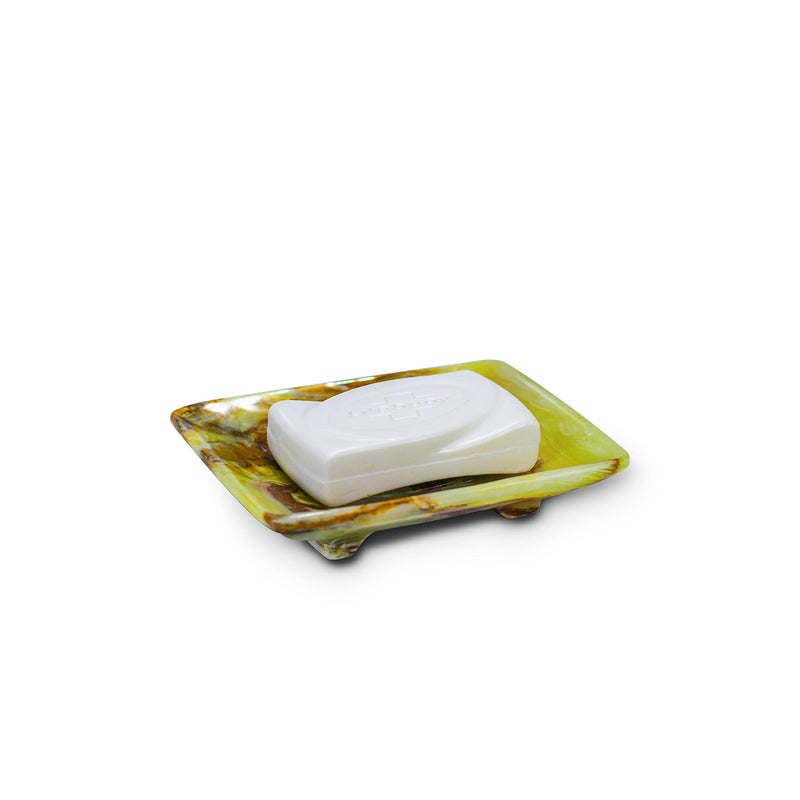 TheWolfard Luxury Handmade Green Calcite Crystal Soap Dish Holder with Drain for Bathroom and Shower, Best Bath Products & Sponge Tray for Kitchen & Housewarming Gifts. - Image 2