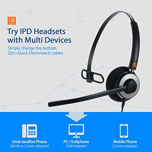 IPD IPH-160 Phone Headset with Noise Cancelling Microphone for Office and Call Center - Compatible with with All Yealink SIP,Snom, Greandsteam & LG landline Phones - Image 3