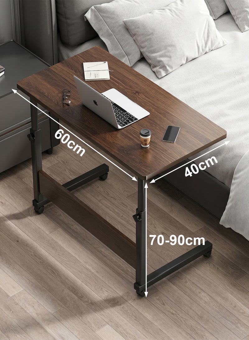 Taimi Side Table with Wheels Adjustable Height Laptop Table For Sofa, Bed and Living Room 70X60X40CM - Brown - Image 4